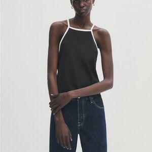 Massimo Dutti Tank XS 100% Cotton Excellent Condition White Trim